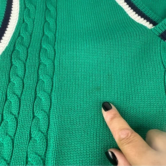 Vintage Fubu Mens XL Green Cable Knit Sweater Vest SEE ALL PICS. - Picture 4 of 6